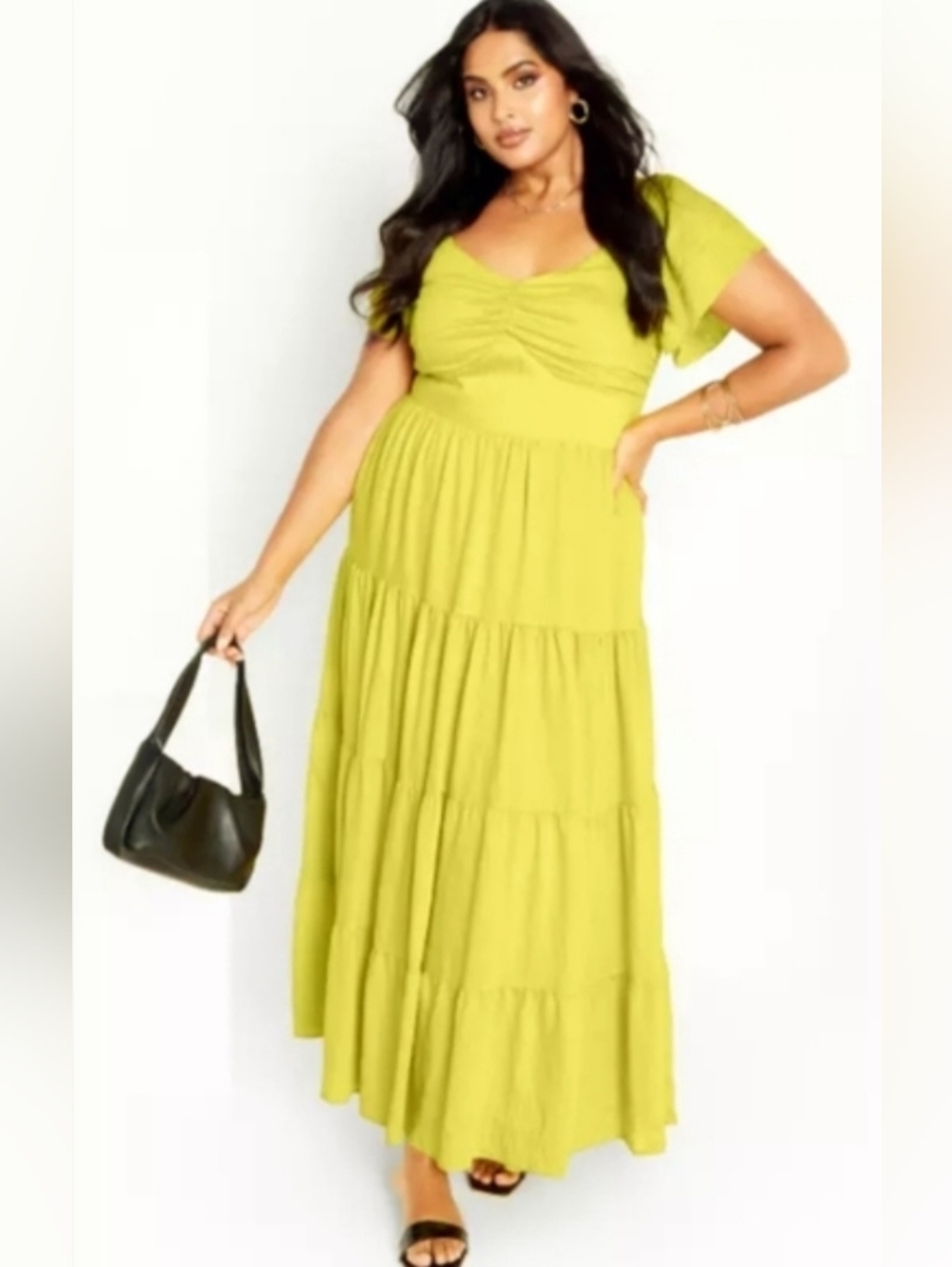 City Chic Lime Tiered Maxi Dress